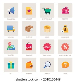 E-commerce Shopping Store Retail Icon Set Collection for User UI, Web Business, and Apps. Design Flat Vector EPS 10