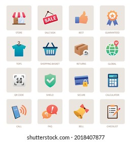 E-commerce Shopping Store Retail Icon Set Collection for User UI, Web Business, and Apps. Design Flat Vector EPS 10