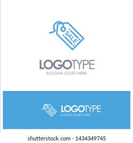 Ecommerce, Shopping, Tag, Sale Blue Logo Line Style
