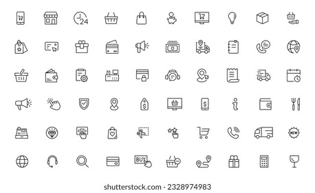 E-Commerce and Shopping thin line icons set. E-Commerce, Shop, Online Shopping icons collection. Shoppind symbols set