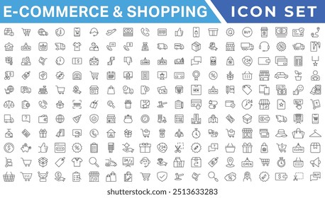 E-Commerce  Shopping thin line icons set. E-Commerce, Shop, Online Shopping Editable Stroke icons collection. Shoppind symbols set