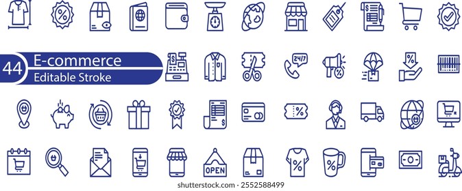E-commerce and Shopping thin line icons set