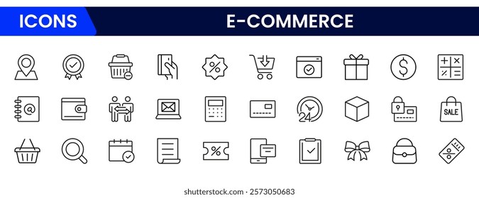 E-Commerce  Shopping thin line icons set. Online Shopping icons collection. Shopping symbols set. Vector illustration.