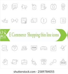 E-Commerce  Shopping thin line icons set. E-Commerce, Shop, Online Shopping Editable Stroke icons collection. Shoppind symbols set. Vector