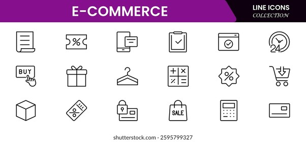 E-Commerce  Shopping thin line icons set. E-Commerce, Shop, Online Shopping icons collection. Shopping symbols set. Vector illustration