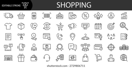 E-Commerce and Shopping thin line icons set. Online shopping. Shopping line icons