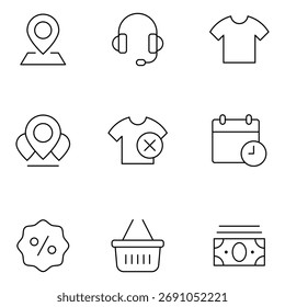 Ecommerce, shopping vector icon set for online, retail store