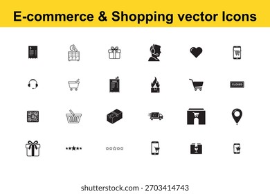 Ecommerce and shopping vector icons, set of 24