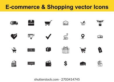 Iconos del vector del comercio electrónico y de las compras, sistema de iconos
