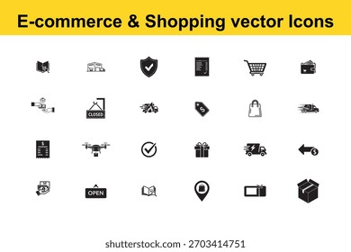 Conjunto de iconos vectoriales de comercio electrónico y compras
