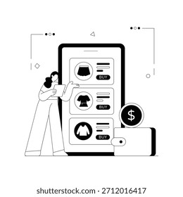 Ilustración de contorno de Vector de compras de comercio electrónico Archivo EPS 10