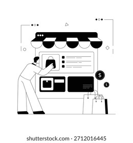 E-commerce Shopping Website Vetor Outline Illustration EPS 10 Arquivo