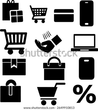 E-commerce Silhouettes Set 14 Online Shopping and Payment Icons