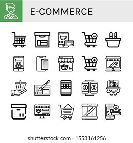 e-commerce simple icons set. Contains such icons as Marketing, Shopping cart, Box, Shopping basket, Online payment, Online shopping, Cart, can be used for web, mobile and logo