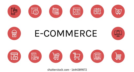 e-commerce simple icons set. Contains such icons as Mobile payment, Box, Shopping, Online shop, Trolley, Shopping cart, Cash on delivery, can be used for web, mobile and logo