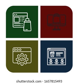 ecommerce simple iconos conjunto. Contiene iconos como Sitio Web, Comercio electrónico, desarrollo Web, puede ser usado para web, móvil y logotipo