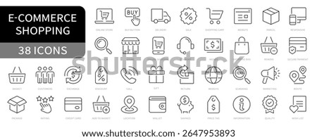 E-commerce simple line icons set. Online shopping editable stroke icons vector