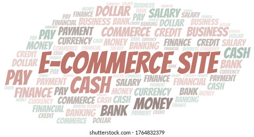 E-Commerce Site typography vector word cloud.