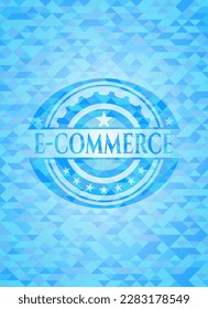 e-commerce sky blue mosaic emblem. 