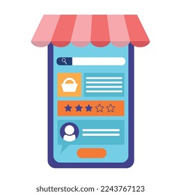 ecommerce in smartphone with parasol