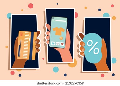 ecommerce in smartphone, shopping online concept
