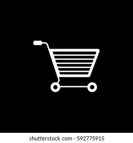 E-commerce solid icon, seo & development, shopping cart sign, a filled pattern on a black background, eps 10.