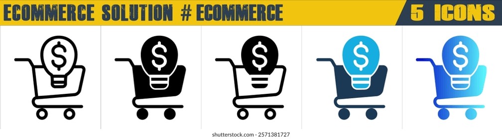 Ecommerce Solution icon with 5 styles (outline, solid, mixed, duotone and solid gradient)