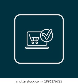 Símbolo de línea de icono de solución de comercio electrónico. Tienda online de primera calidad aislada elemento a la moda.