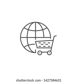 E-commerce Solution Related Vector Thin Line Icon. Isolated on White Background. Editable Stroke. Vector Illustration.