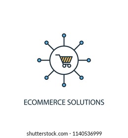 eCommerce solutions concept 2 colored line icon. Simple yellow and blue element illustration. eCommerce solutions concept outline symbol design from Ecommerce set