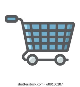 Ecommerce solutions flat icon, seo and development, basket sign vector graphics, a colorful solid pattern on a white background, eps 10.