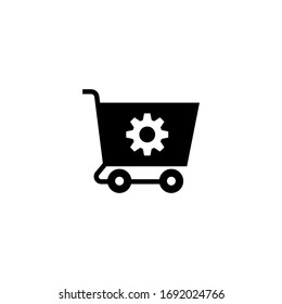 Icono de soluciones de comercio electrónico vector de diseño plano sólido negro aislado en fondo blanco