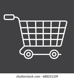 Ecommerce solutions line icon, seo and development, basket sign vector graphics, a linear pattern on a black background, eps 10.
