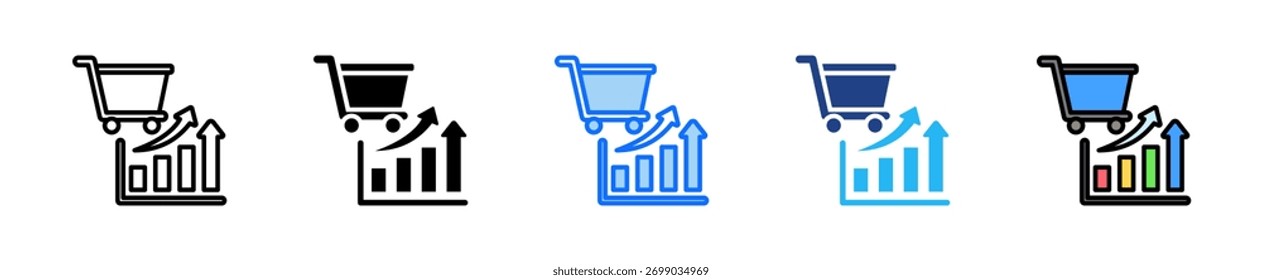 Conjunto de iconos de inicio de comercio electrónico Colección de estilos múltiples