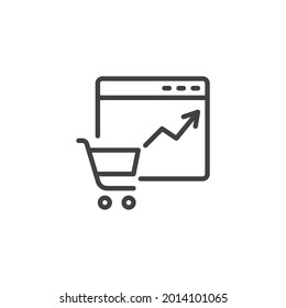 E-commerce statistics line icon. linear style sign for mobile concept and web design. Sales growth outline vector icon. Symbol, logo illustration. Vector graphics