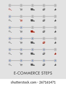 E-commerce steps with icons - gray design