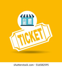 e-commerce store building ticket icon design vector illustration eps 10