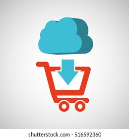 e-commerce store digital cloud shopping vector illustration eps 10