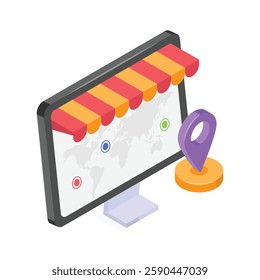 eCommerce store with location markers for global shopping accessibility.