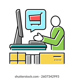ecommerce store owner color icon vector. ecommerce store owner sign. isolated symbol illustration