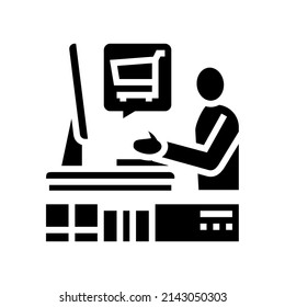 ecommerce store owner glyph icon vector. ecommerce store owner sign. isolated contour symbol black illustration