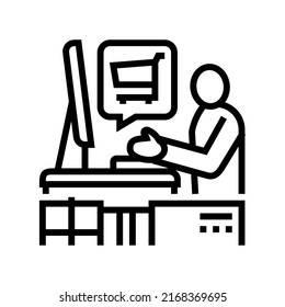 ecommerce store owner line icon vector. ecommerce store owner sign. isolated contour symbol black illustration