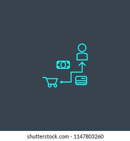 eCommerce Strategy concept blue line icon. Simple thin element on dark background. eCommerce Strategy concept outline symbol design from eCommerce set. Can be used for web and mobile UI/UX
