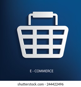 E-commerce symbol on blue background,clean vector