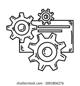 E-commerce system. hand drawn icon set, outline black, doodle icon, vector icon design.