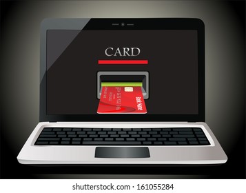 E-commerce. Tablet PC and credit card