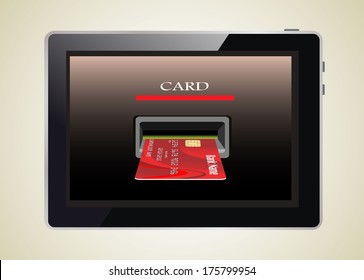 E-commerce. Tablet PC and credit card
