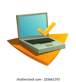 Ecommerce Teaser Laptop And Success And Satisfaction Icon On White Background