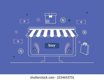 ecommerce technology in desktop icons