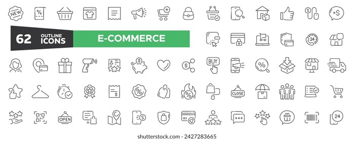 E-Commerce thin line icons set. online shopping and delivery elements minimal thin line web icon set. Outline icons collection. Simple vector illustration.